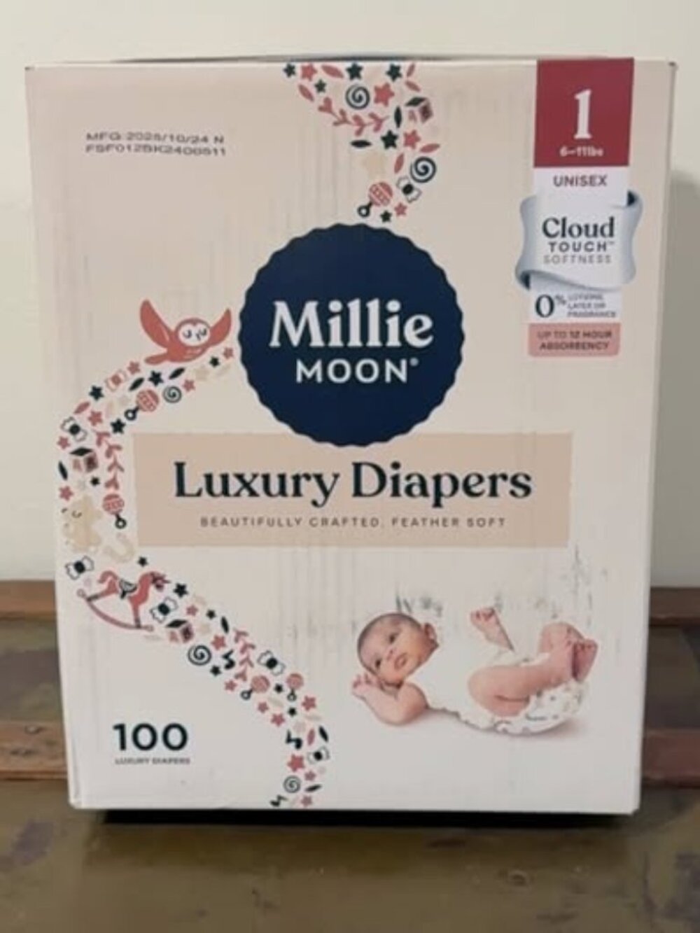 Millie Moon Luxury Diapers Size 1 100 Count